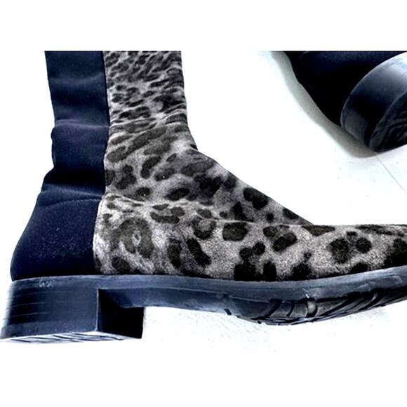RARE!!"STUART WEITZMAN" Knee High, Leopard Print/Black Boots,Size 9.5, Slip On‎ - Picture 7 of 12